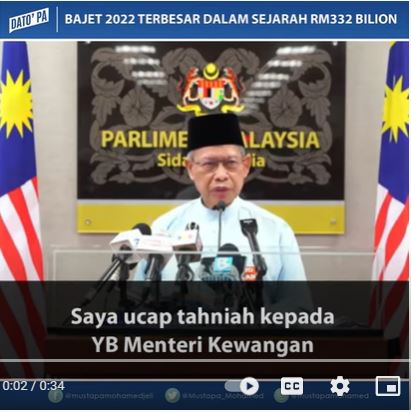 Bajet 2022 Adalah Terbesar Dalam Sejarah Sebanyak RM 332 Bilion